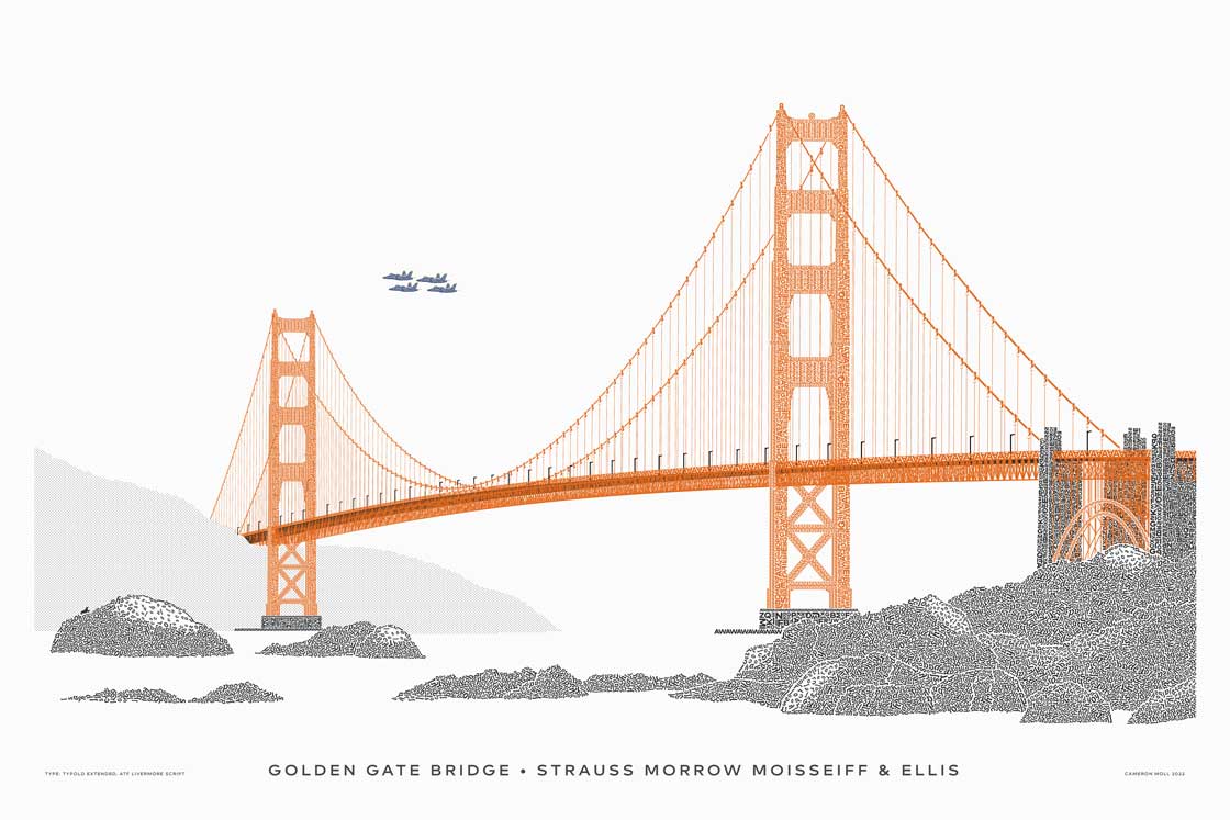Bridge showing 4 F/A-18 Blue Angels in flight