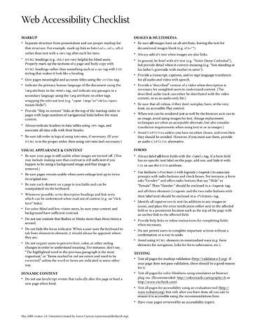 Web Accessibility Checklist