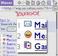 Image showing detail of menu items on Yahoo Mobile.