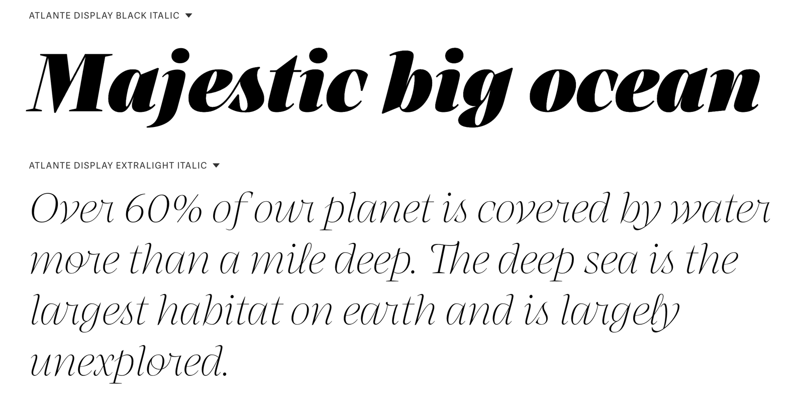 Atlante font specimen