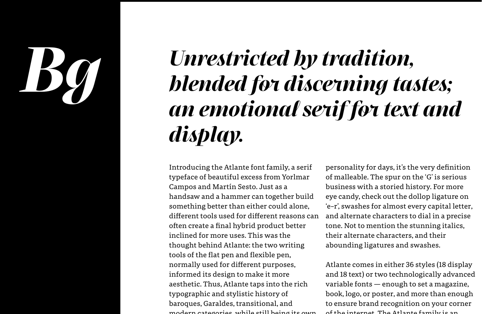 Atlante font specimen